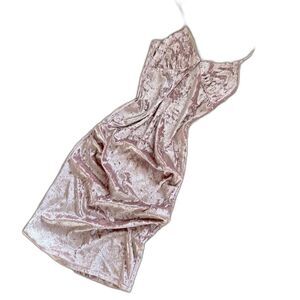 y2k Crushed Pink Velvet Bodycon Midi Slip Dress Size S